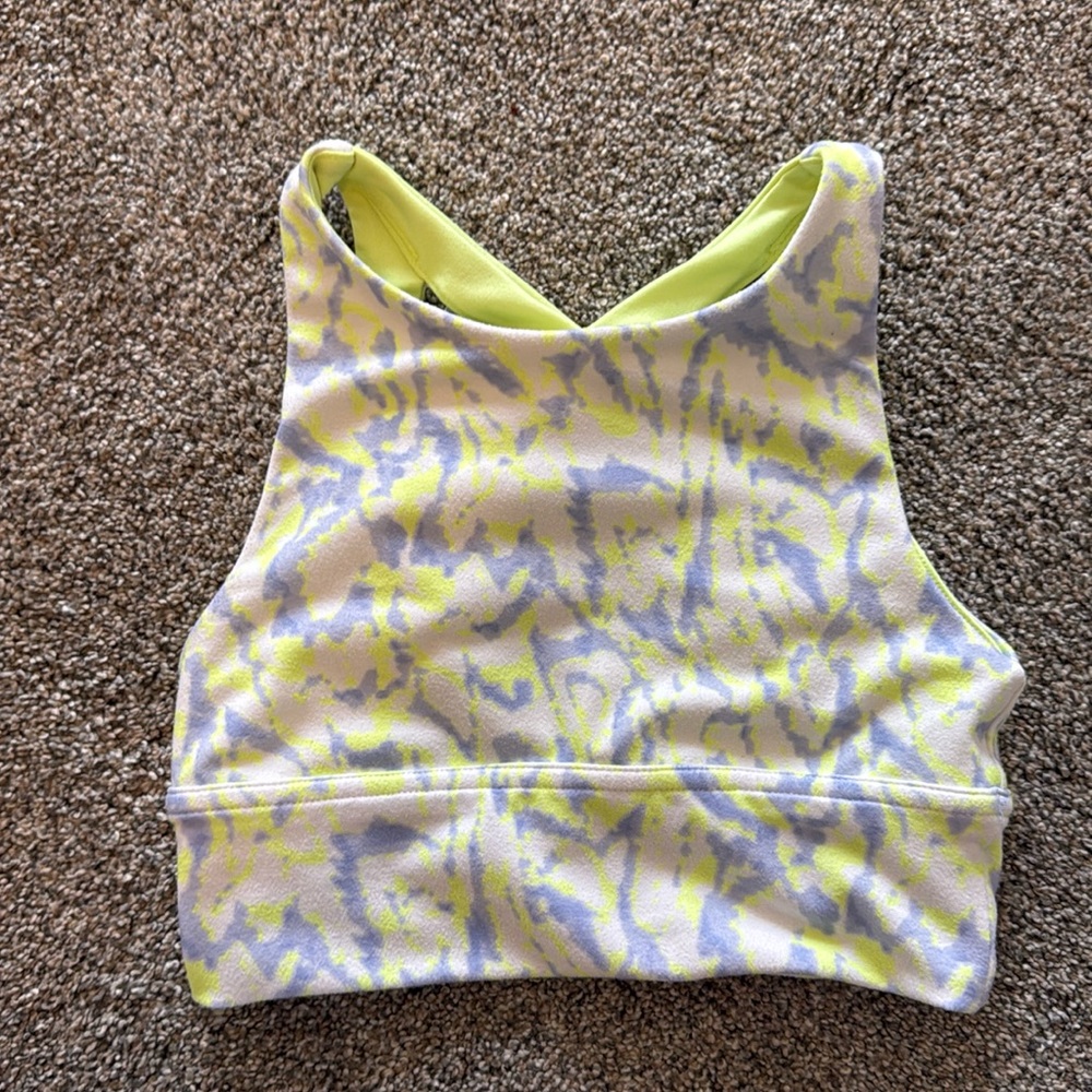 DSG girls S (8/9) sports bra. Purple cream and neon yellow